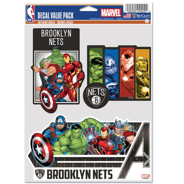 Paquete multiusos para 3 fanáticos de MARVEL 2021 de Brooklyn Nets/Marvel (c)
