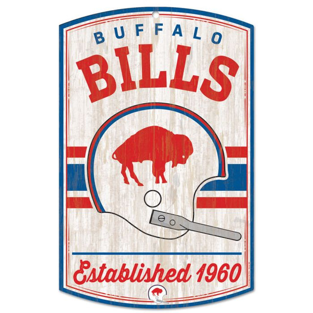 Letrero de madera retro con el logotipo clásico de Buffalo Bills, 11" x 17", 1/4" de grosor