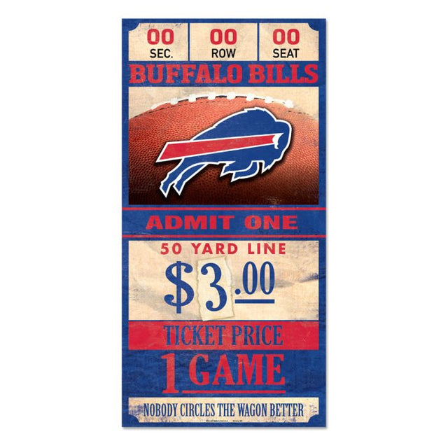 Buffalo Bills Ticket Wood Sign 6x12 3/8" thick