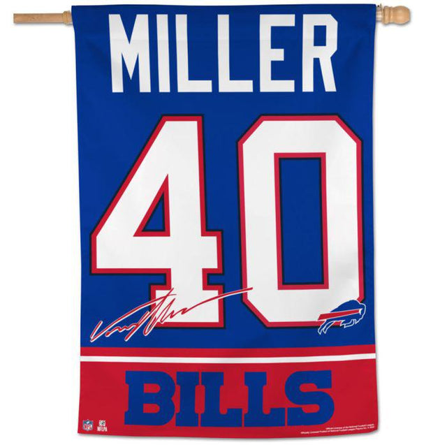 Bandera vertical de los Buffalo Bills de 28" x 40" de Von Miller