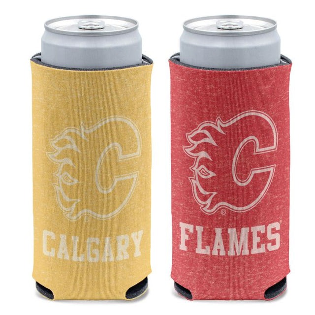 Calgary Flames colored heather 12 oz Slim Can Cooler