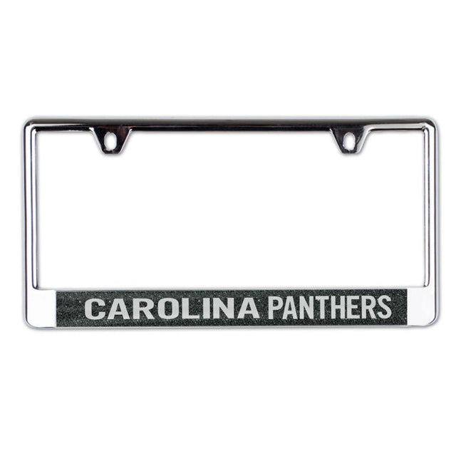 Carolina Panthers GLITTER BACKGROUND Lic Plt Frame B/O Metallic