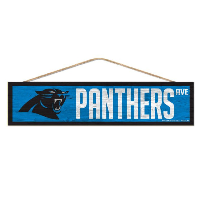 Letrero de madera de los Carolina Panthers con cuerda, 4" x 17"