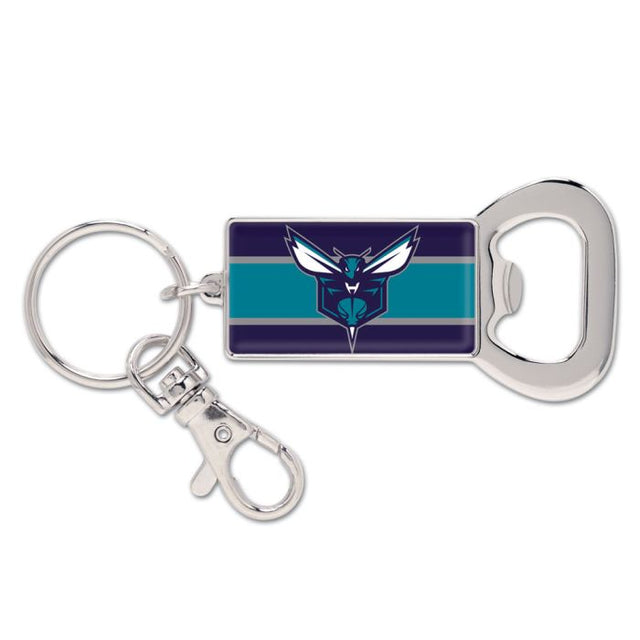 Llavero rectangular con abrebotellas de los Charlotte Hornets
