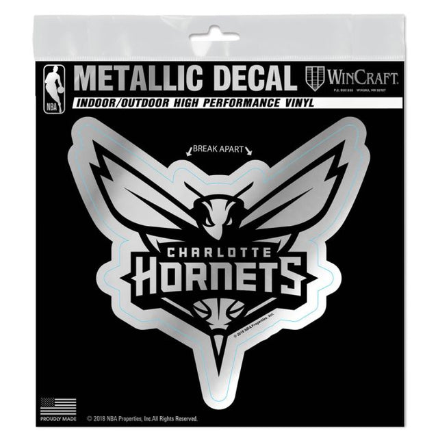Calcomanía metálica de los Charlotte Hornets de 6" x 6"