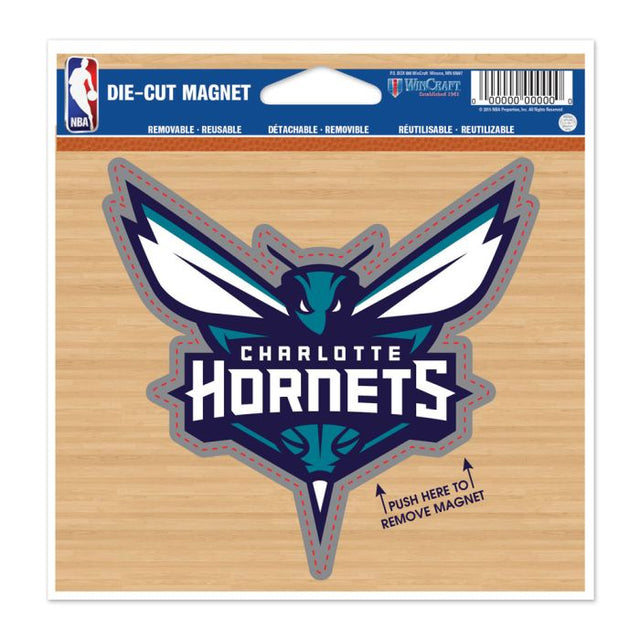 Imán troquelado de los Charlotte Hornets de 4,5" x 6"