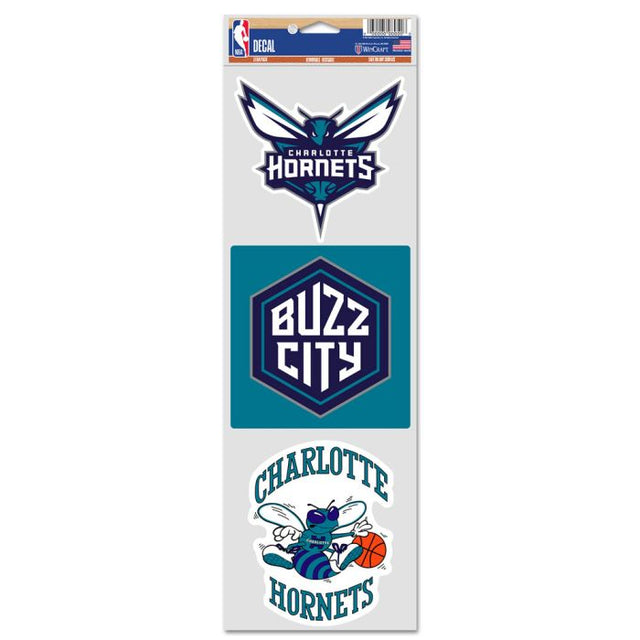 Calcomanías para fanáticos de los Charlotte Hornets de 3,75" x 12"