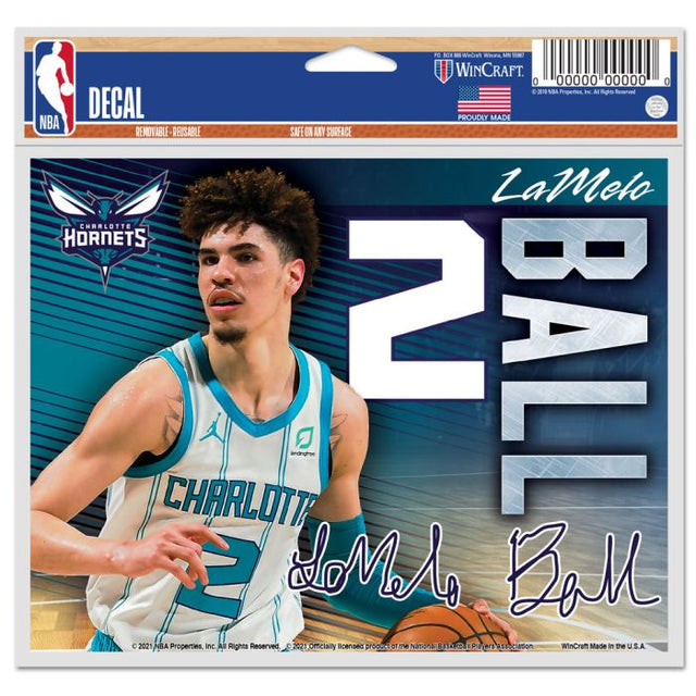 Calcomanía multiusos de los Charlotte Hornets, fondo transparente, 5" x 6", pelota LaMelo