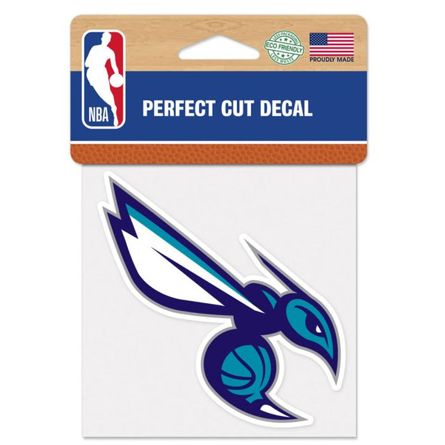 Calcomanía de color de corte perfecto de los Charlotte Hornets de 4" x 4"