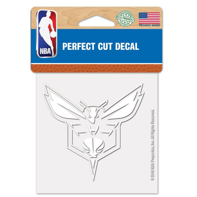 Calcomanía blanca de corte perfecto de los Charlotte Hornets de 4" x 4"