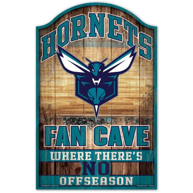Letrero de madera de los Charlotte Hornets, 11" x 17", 1/4" de grosor