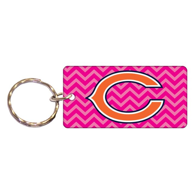 Chicago Bears PINK CHEVRON Keychain Rectangle