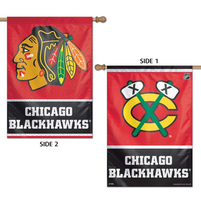 Bandera vertical de los Chicago Blackhawks de 2 lados, 28" x 40"