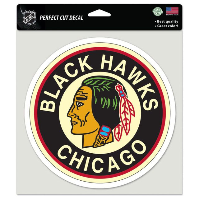 Calcomanía de color vintage de los Chicago Blackhawks, corte perfecto, 8" x 8"
