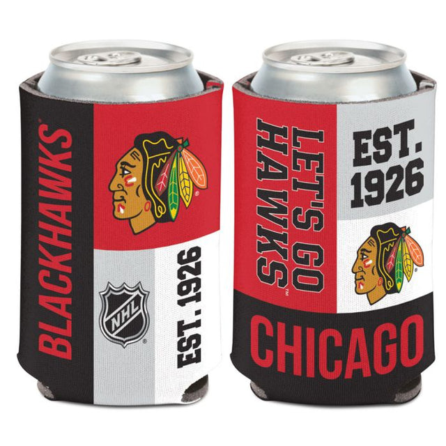 Chicago Blackhawks color block Can Cooler 12 oz.