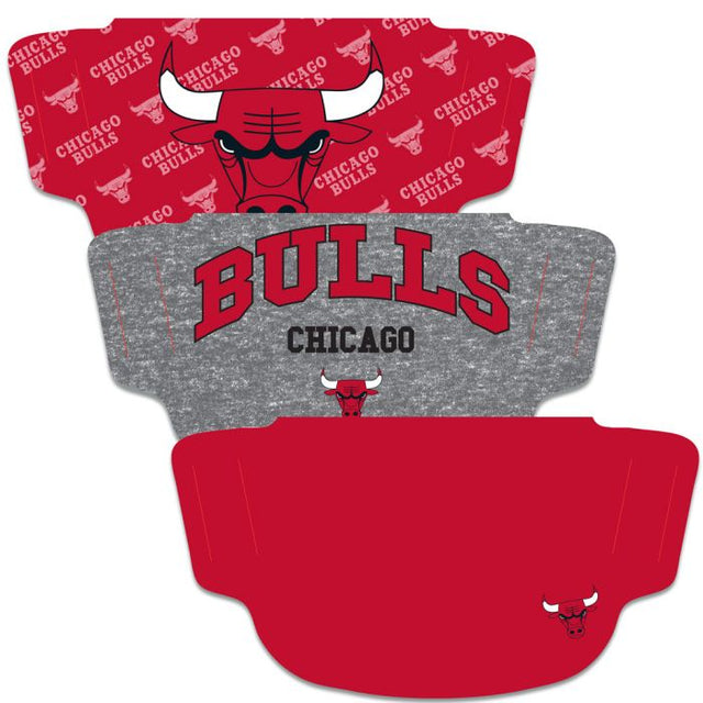 Paquete de 3 mascarillas para fanáticos de los Chicago Bulls