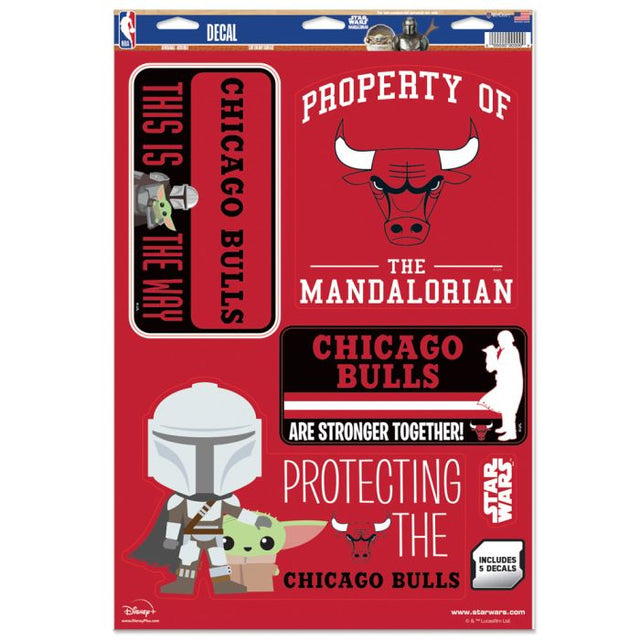 Calcomanía multiusos de los Chicago Bulls y Star Wars Mandalorian de 11" x 17"