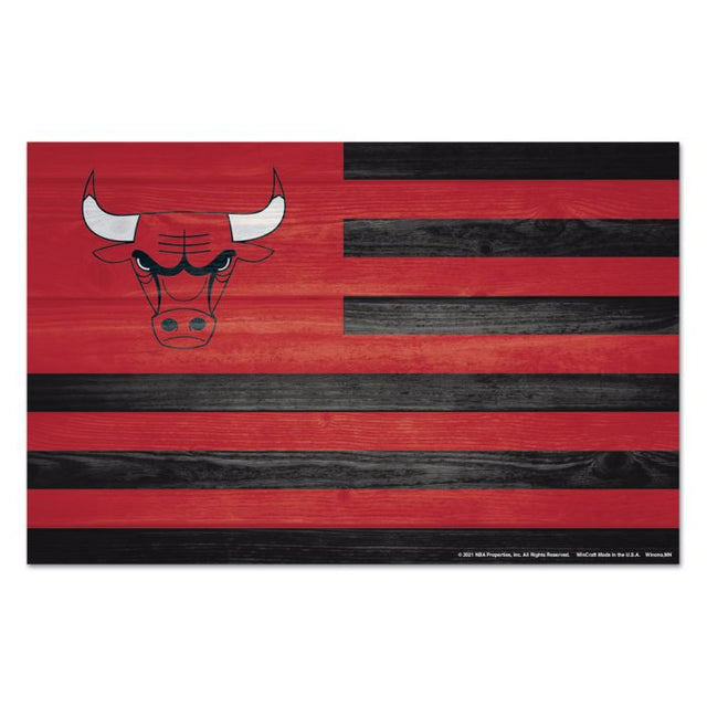 Letrero de madera de los Chicago Bulls de 11" x 17" y 1/4" de grosor