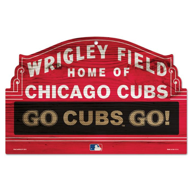 Letrero de madera de los Chicago Cubs de 11" x 17" y 1/4" de grosor