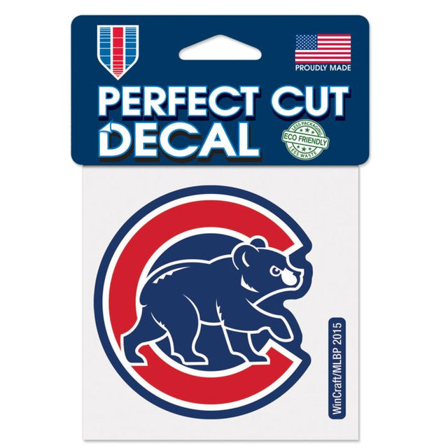 Logotipo de los Chicago Cubs con calcomanía de color Bear Perfect Cut de 4" x 4"