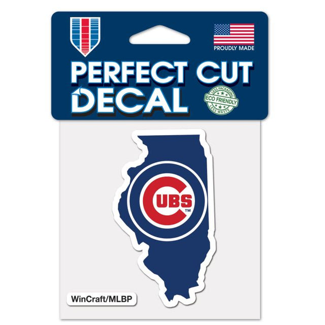 Calcomanía de color de corte perfecto del estado de los Chicago Cubs de 4" x 4"