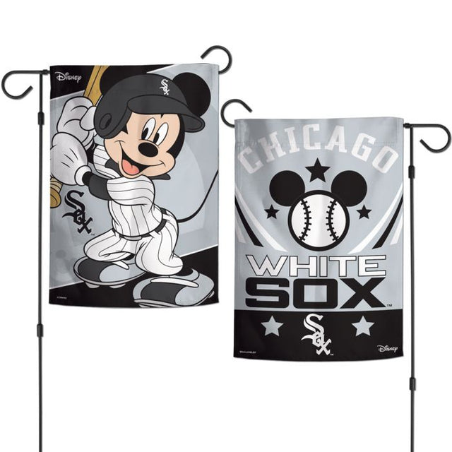 Banderas de jardín de los Chicago White Sox y Disney Mickey Mouse, de 2 lados, 12,5" x 18"
