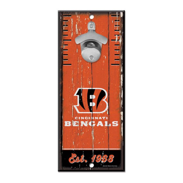 Letrero destapador de botellas de Cincinnati Bengals de 5 x 11 pulgadas