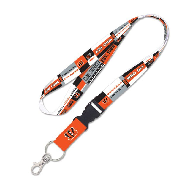 Cordón con hebilla desmontable de 1" y diseño de bloques de color de los Cincinnati Bengals