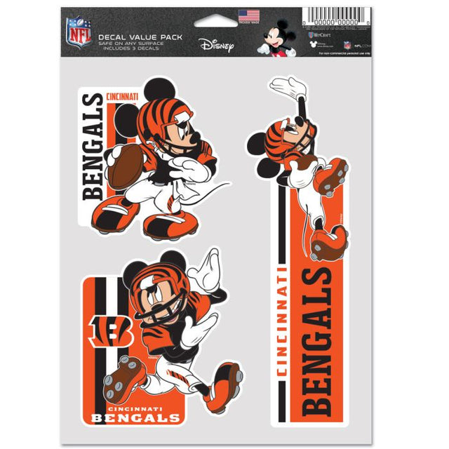 Paquete de 3 ventiladores multiusos de los Cincinnati Bengals / Disney Mickey Mouse