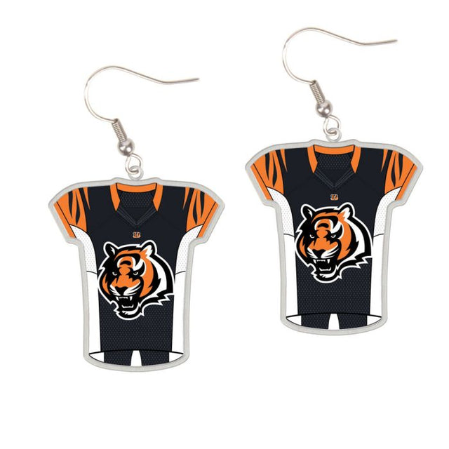 Pendientes de joyería de los Cincinnati Bengals con camiseta en cartulina