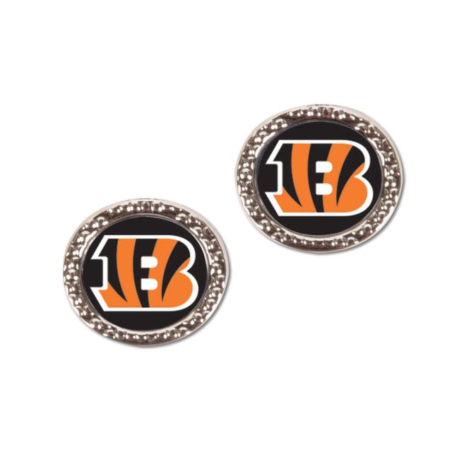 Pendientes de joyería de los Cincinnati Bengals en forma de tarjeta redonda
