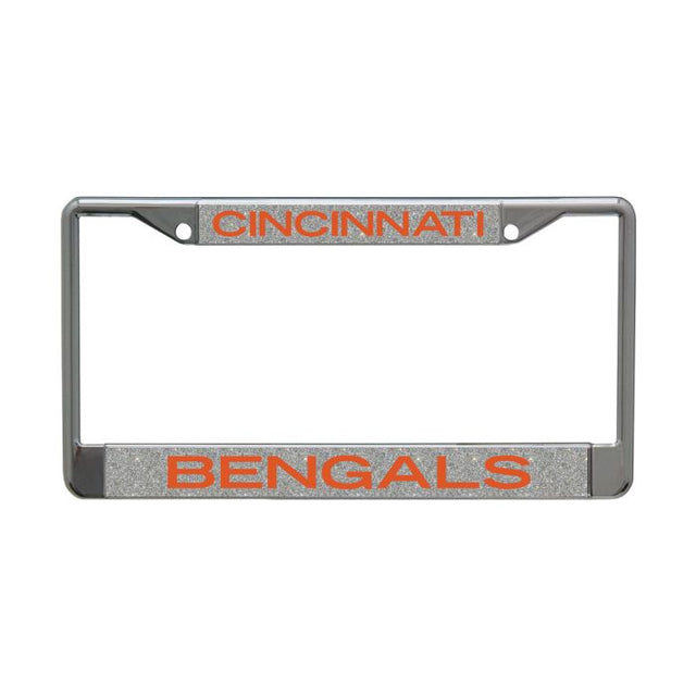 Cincinnati Bengals GLITTER BACKGROUND Lic Plt Frame S/L Metallic