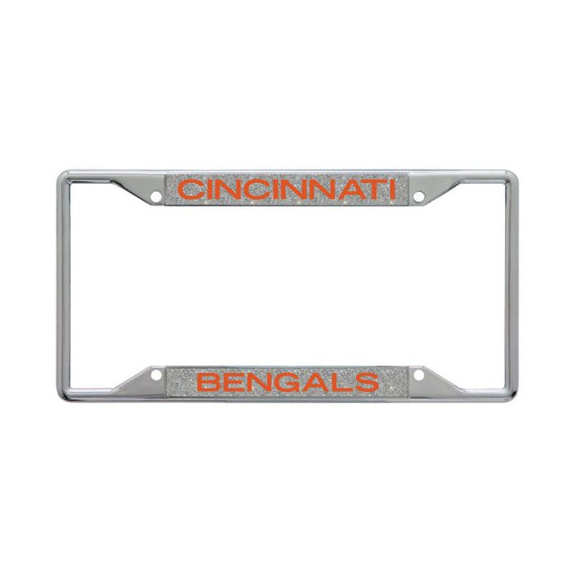 Cincinnati Bengals GLITTER BACKGROUND Lic Plt Frame S/S Printed