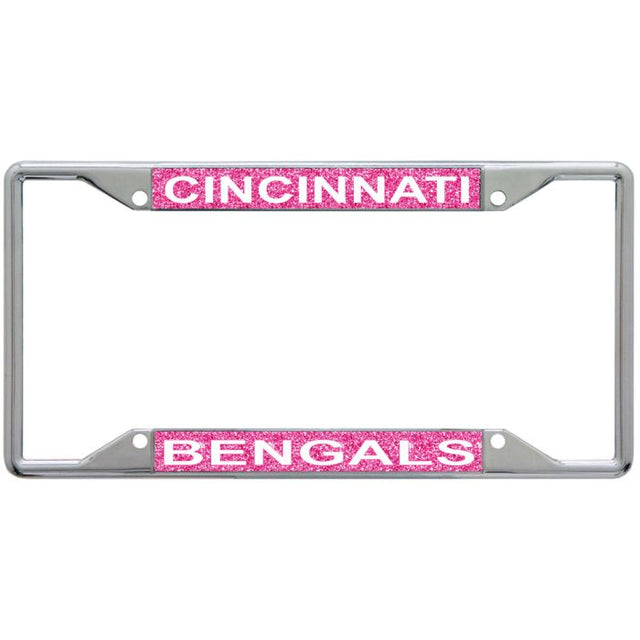 Cincinnati Bengals GLITTER BACKGROUND Lic Plt Frame S/S Printed