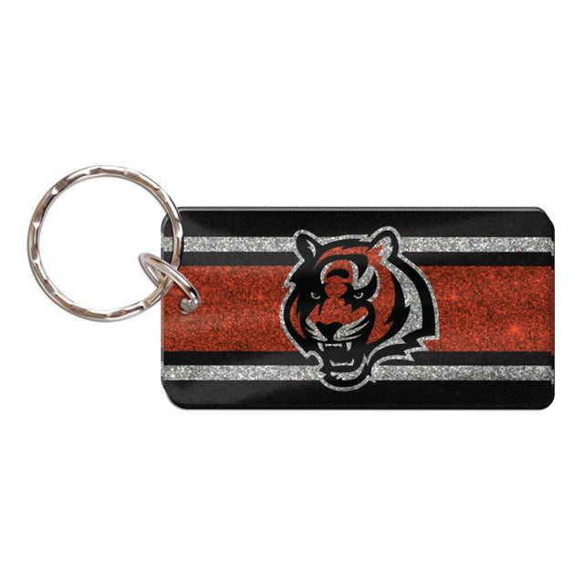 Llavero rectangular con rayas brillantes de los Cincinnati Bengals