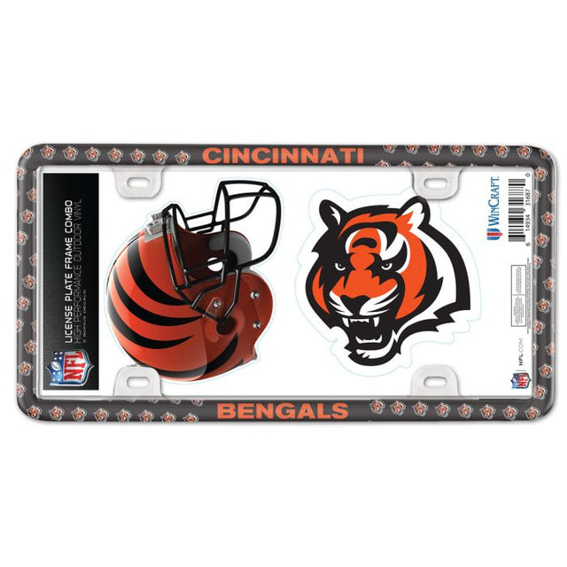 Marco fino para matrícula de los Cincinnati Bengals: plástico con calcomanía