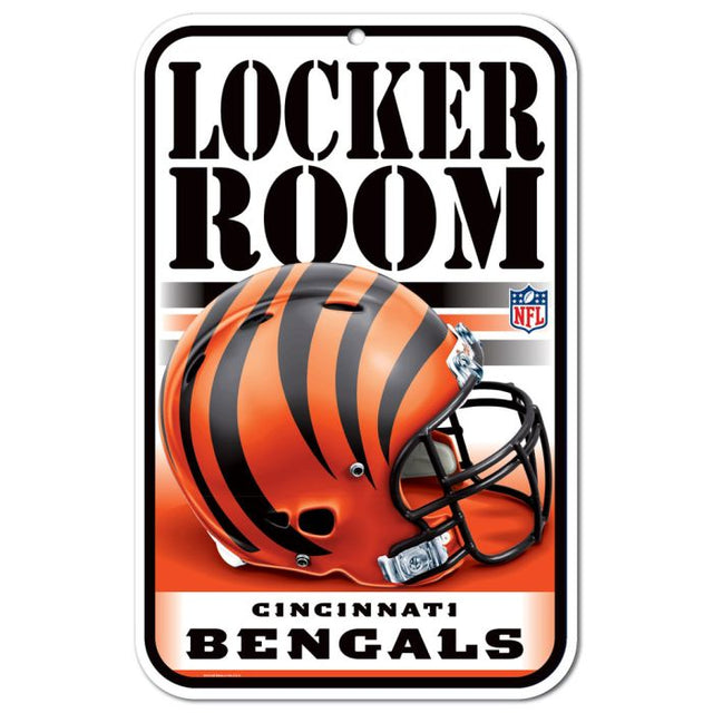 Letrero de plástico para vestuario de los Cincinnati Bengals, 11" x 17"
