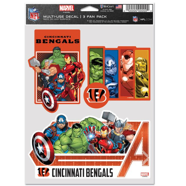 Cincinnati Bengals / Marvel (C) Paquete de 3 ventiladores multiusos Marvel 2021