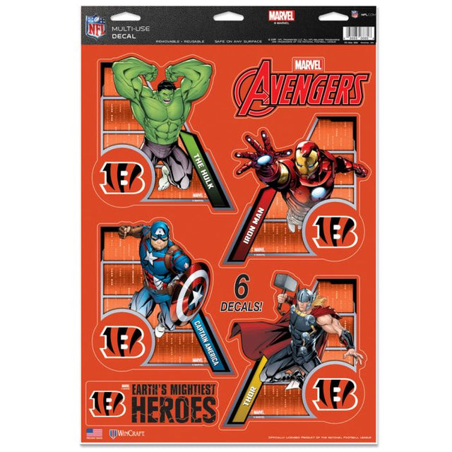 Cincinnati Bengals / Marvel (C) Calcomanía multiusos Marvel 2021 de 11" x 17"