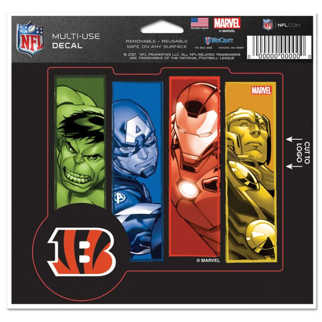 Calcomanía multiusos de Marvel de Cincinnati Bengals/Marvel (C) 2021: corte con el logotipo de 5" x 6"