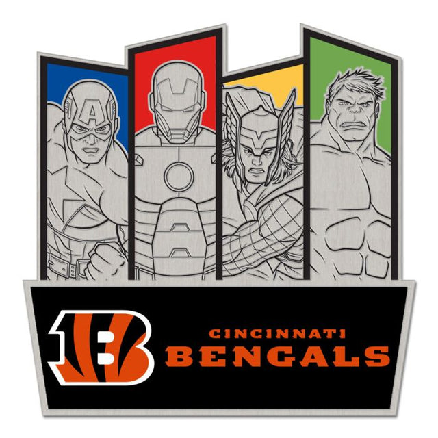 Tarjeta de joyería con pin de colección de Marvel de Cincinnati Bengals/Marvel (C) 2022