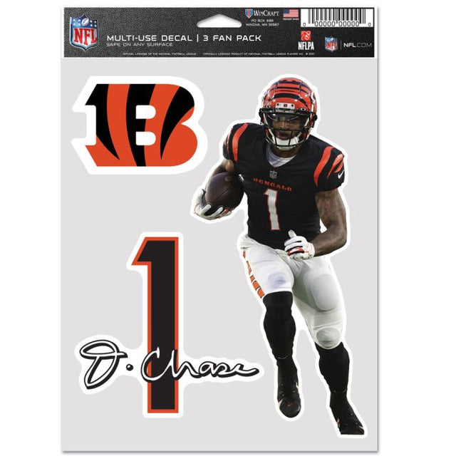 Paquete multiusos para 3 fanáticos de los Cincinnati Bengals, Ja'Marr Chase