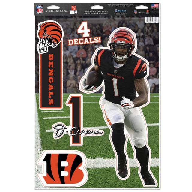Calcomanía multiusos de los Cincinnati Bengals de 11" x 17" de Ja'Marr Chase