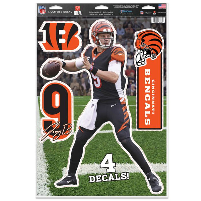 Calcomanía multiusos de los Cincinnati Bengals de 11" x 17" de Joe Burrow