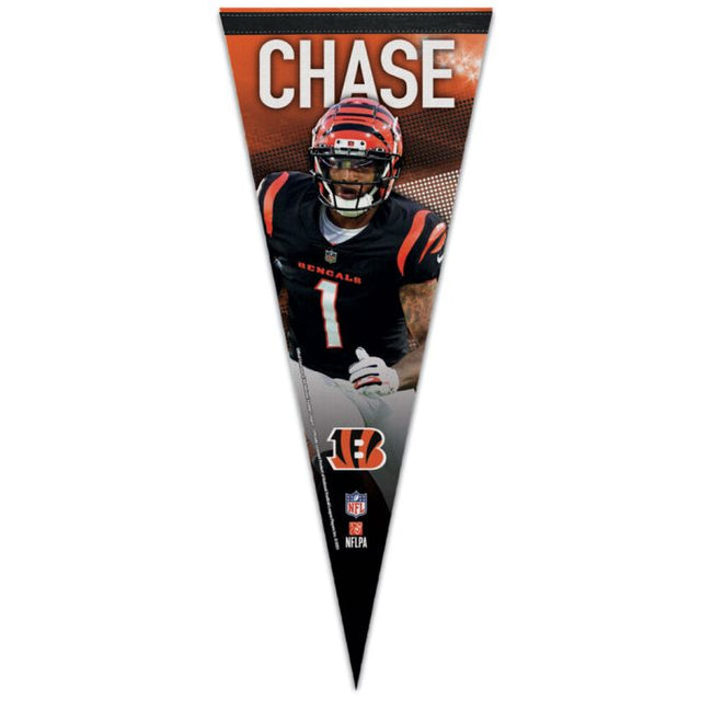 Banderín premium de los Cincinnati Bengals de 12" x 30" de Ja'Marr Chase