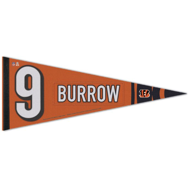 Banderín premium de los Cincinnati Bengals de 12" x 30" de Joe Burrow