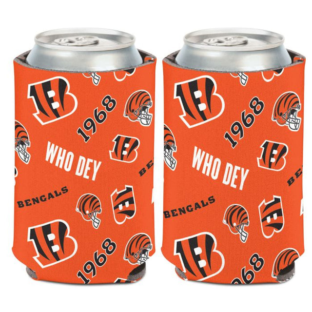 Enfriador de latas con estampado disperso de Cincinnati Bengals, 12 oz.