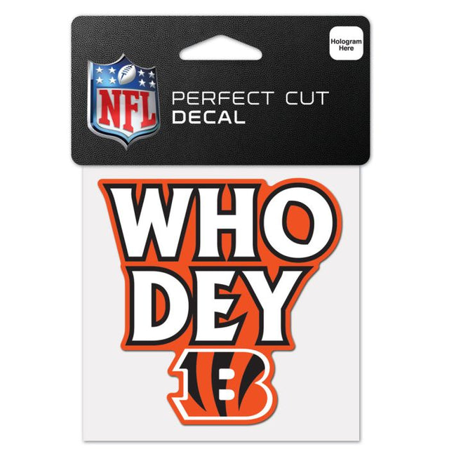 Calcomanía de color de corte perfecto con el eslogan de Cincinnati Bengals de 4" x 4"