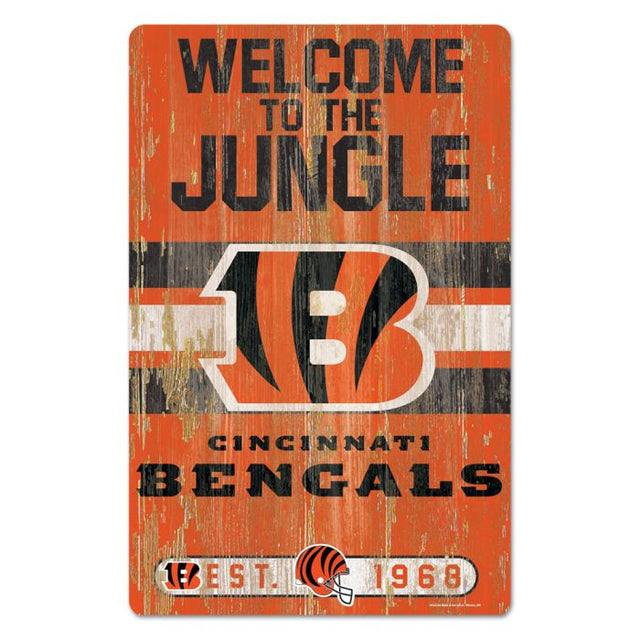 Letrero de madera con el eslogan de los Cincinnati Bengals, 11" x 17", 1/4" de grosor