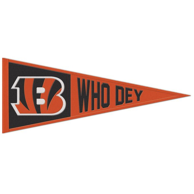 Banderín de lana con el eslogan de los Cincinnati Bengals, 13" x 32"